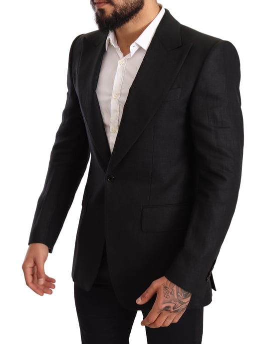 Leinen Slim-Fit Manteljacke Blazer - Image 2