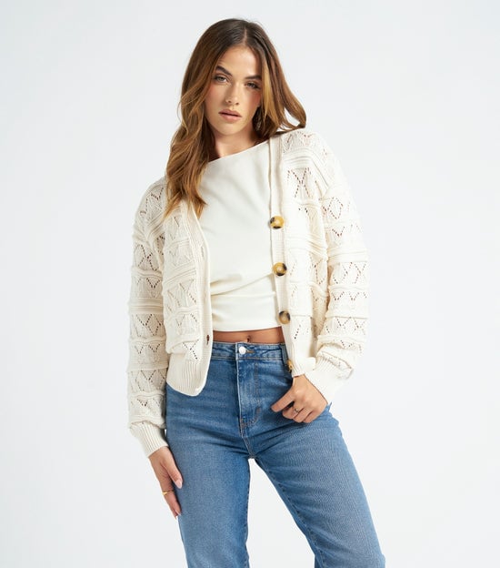 Cream Pointelle Cardgian