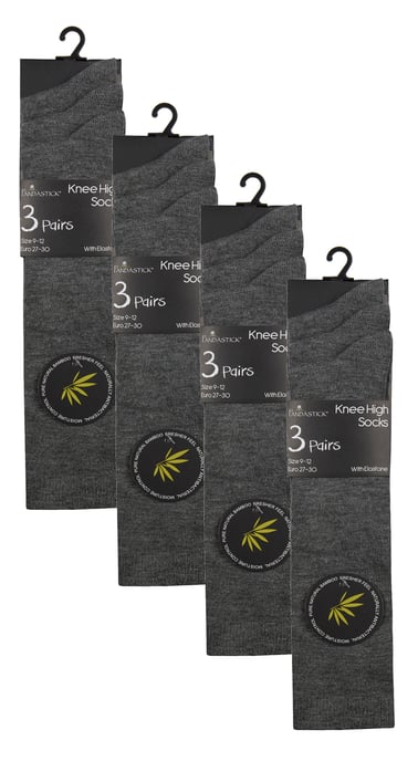 12 Paar Multipack Mädchen Kniestrümpfe aus Bambus | Lange Schule Kinder Socken - Grau - Image 2