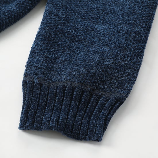 Herren-Cardigan mit Rei?verschluss, Stehkragen und gefuttertem Grobstrickpullover Blau - Image 4