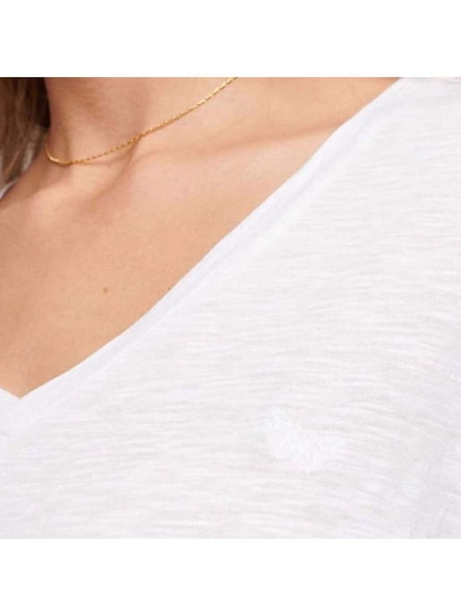 T-Shirt Superdry Damen Logo gestickt V-Ausschnitt - Image 2