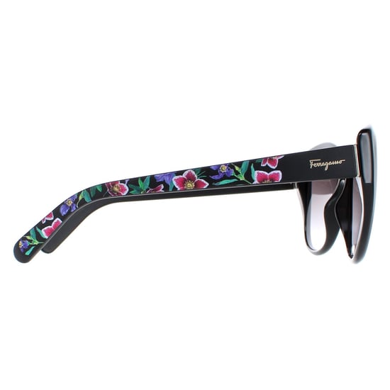 Salvatore Ferragamo Sonnenbrille SF912S 001 Schwarz mit Blumenmuster Grau Gradient - Image 3