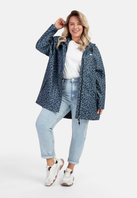 Schmuddelwedda Plus Size Regenmantel mit Leoprint Damen Blau Grau Schwarz Leo - Image 2