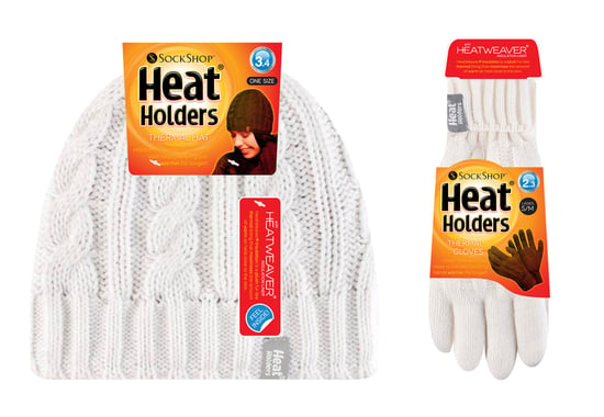 Heat Holders - Damen Mütze & Handschuhe Set für den Winter - Creme - Image 2
