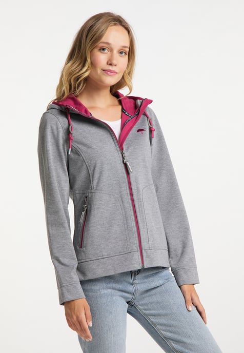 Schmuddelwedda Funktionsjacke Damen Grau Melange Dunkelrosa - Image 3