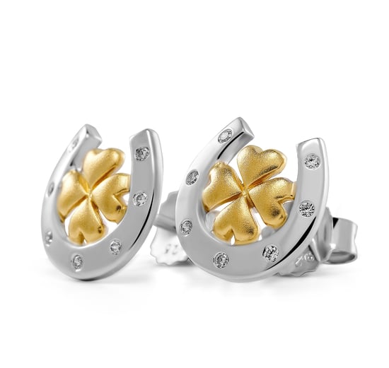 Orphelia 'Signature' Damen Ohrstecker aus 925er Sterling Silber - Silber/Gold ZO-7517 - Image 1