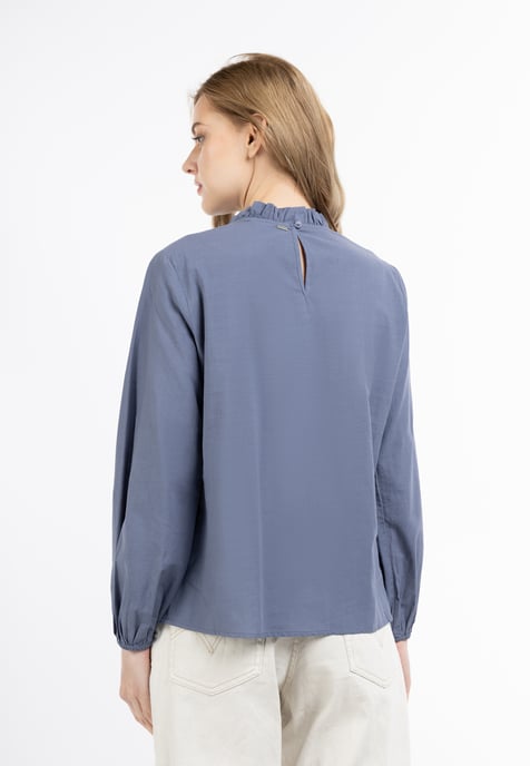 Dreimaster Langarmbluse Damen Grau-Blau - Image 4