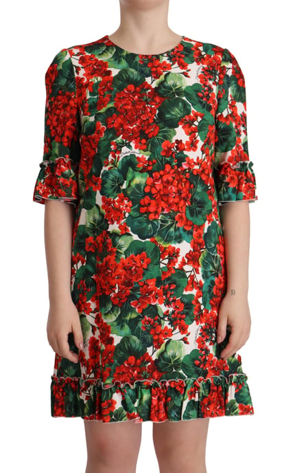 Dolce & Gabbana Damen Multicolor Rote Blumenkleid Shift-Gown - Image 1