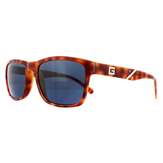 Guess Rectangle Mens Honey Tortoise Blue Sunglasses