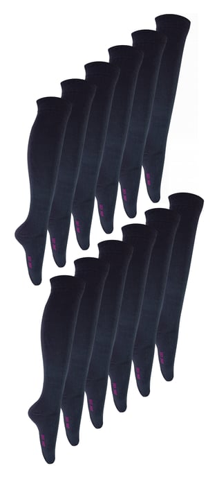 12 Paar Multipack Kinder Kniestrümpfe aus Bambus | Sock Snob | Weiche & atmungsaktive mehrfarbige lange Schulsocken - Dunkelgrau - Image 1