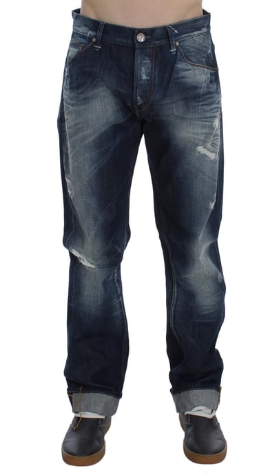 Acht Men's Blue Wash Cotton Denim Regular Fit Jeans