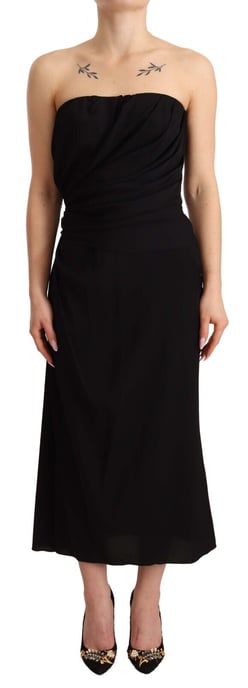 Dolce & Gabbana Damen Schwarzes Seidenfreies Midi-Kleid - Image 2