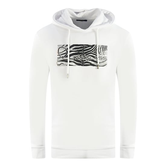 Cavalli Class Zebra-Print-Logo Weißer Hoodie - Image 1