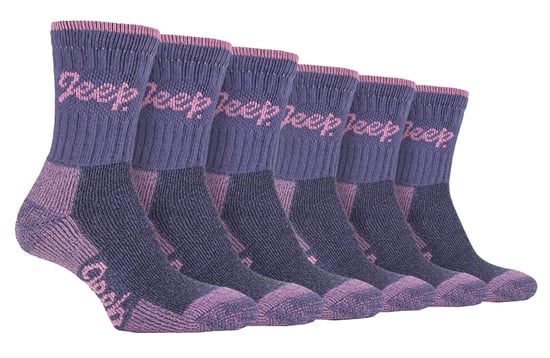 JEEP - 6 Paar Multipack Damen Baumwolle atmungsaktiv gepolstert Wandern Socken | Damen gepolstert Anti Blister Crew Trekking Socken - Lila / Rose - Image 1
