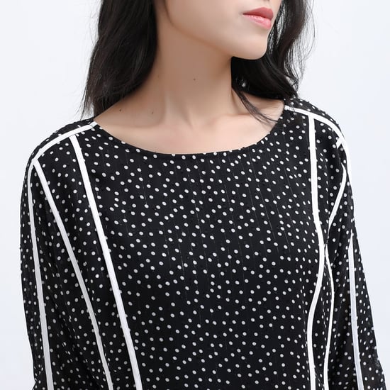 Chiffonbluse mit weißem Tupfenbesatz - Image 4