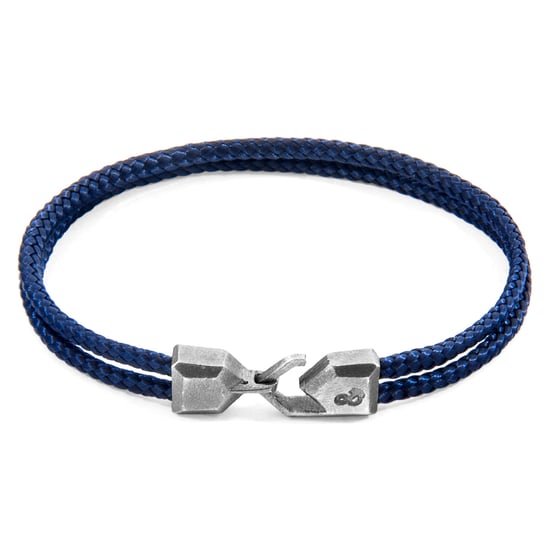 ANCHOR & CREW Navy Blue Cromer Silver and Rope Bracelet
