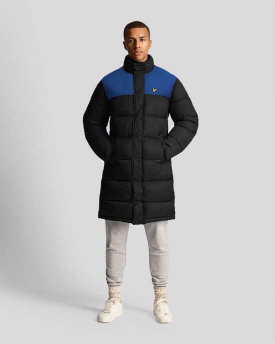 Lyle & Scott – Lange, wattierte Pufferjacke in Schwarz - Image 2