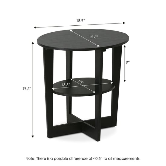 Furinno JAYA Oval End Table, Set of Two, Walnut