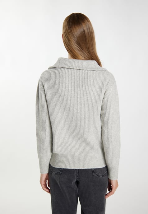 Dreimaster Strickpullover Damen grau melange - Image 4