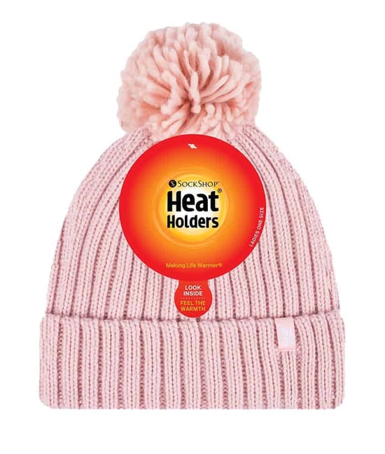 Ladies Ribbed Cuffed Thermal isoliert Winter Pom Pom Bommelmütze - Image 2