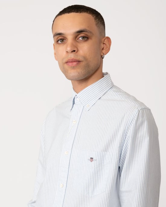GANT Mens Regular Fit Long Sleeve Oxford Banker Stripe Shirt - Image 3