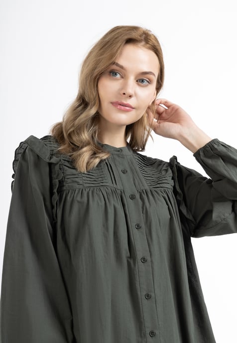 Dreimaster Langarmbluse Damen dunkeloliv - Image 5