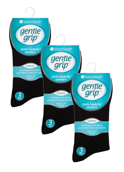 Gentle Grip - 9 Paar nicht elastische Socken aus weicher Baumwolle für Herren - schwarz - Image 2