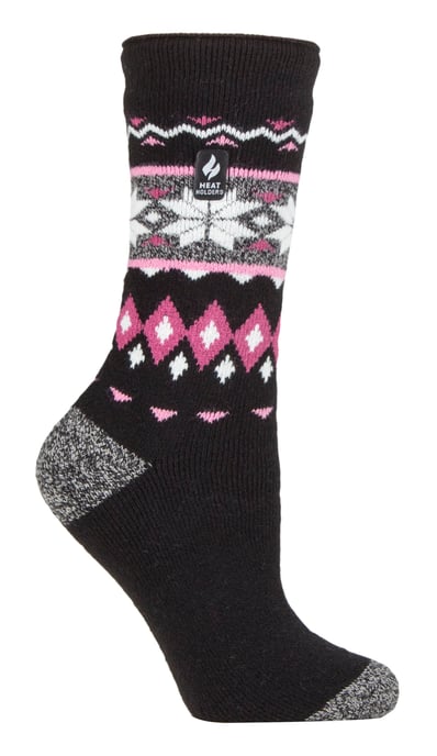 Heat Holders Lite - Womens isoliert thermische Socken | Mehrere Designs einschließlich Argyle Streifen Herzen Sterne | Warme Socken für den Winter - Schwarz (Lima) - Image 1