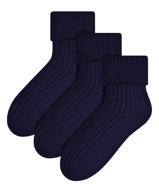3 Paar Woll-Bettsocken für Damen | Steven | Luxuriöse warme Lounge-Schlafsocken, Marineblau - Image 1