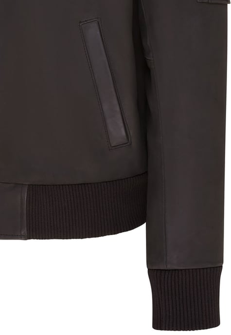 Mens Black A2 Cowhide Leather Bomber Jacket-Eura