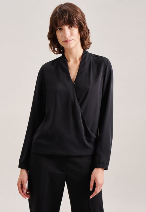 Wickelbluse Damen Schwarz - Image 1