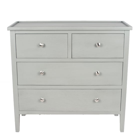 Pine Wood Antique Silver Handled 4-Drawer Unit