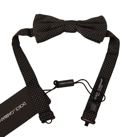 Dolce & Gabbana Men's Black Patterned Silk Adjustable Neck Papillon Bow Tie