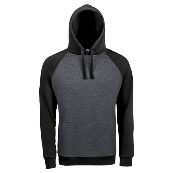 SOLS Unisex Seattle Kontrast Raglan Hoodie (Holzkohle Marl/Schwarz) - Image 1