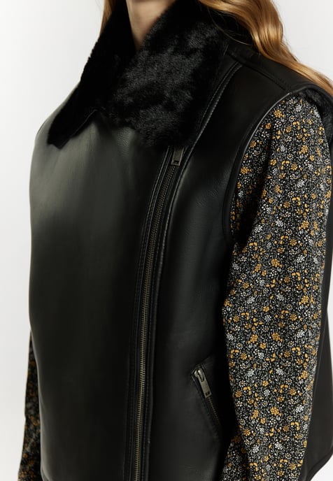 Dreimaster Lederweste Damen Schwarz - Image 5