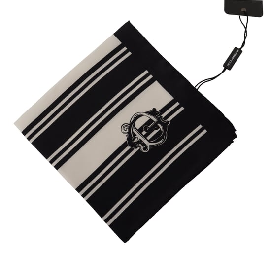 Striped Logo Print Silk Handkerchief Scarf