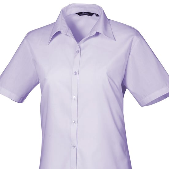 Premier Damen Kurzarm Popeline Bluse / Arbeitshemd (Lila) - Image 2
