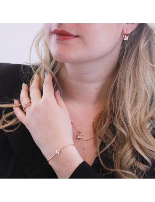 Einfaches Quadrat : Rose Gold und Kristall - Image 2