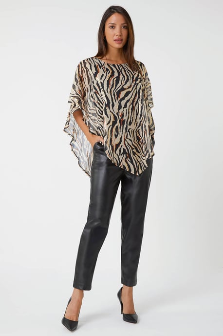 Animal Foil Overlay Stretch Top
