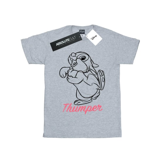 Disney Girls Bambi Thumper Line Drawing Cotton T-Shirt (Sports Grey)