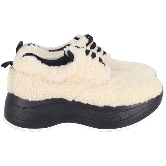 Celine Lieferung Lammfell Plattform Sneakers in cremiger Wolle - Image 1