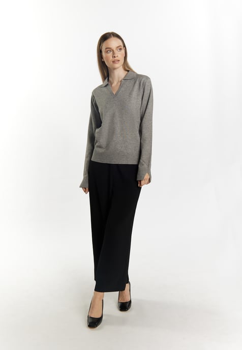 Dreimaster Strickpullover Damen Grau Melange - Image 2