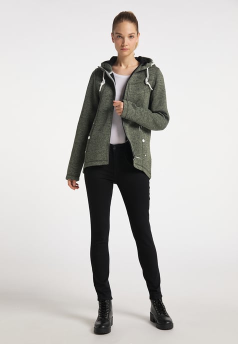 ICEBOUND Serie yuka Strickfleecejacke Damen Oliv Melange - Image 4