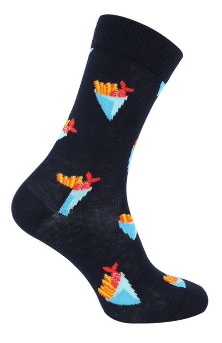Fisch und Chips Socken | Happy Socks | Atmungsaktive Lustige Bunte Baumwolle Geschenk-Socken - Denim - Image 1