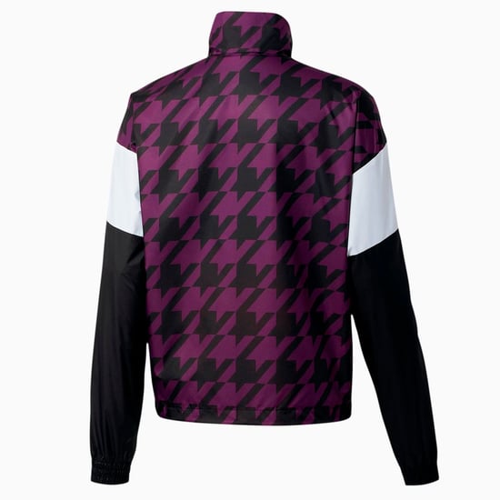 Puma Long Sleeve Zip Up Womes All Over Print Black Purple Jacket 596735 25