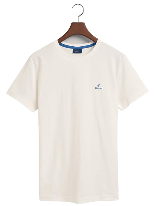 Gant | Herren T-Shirt mit Rundhalsausschnitt Kontrast Logo - Weiß - Image 6