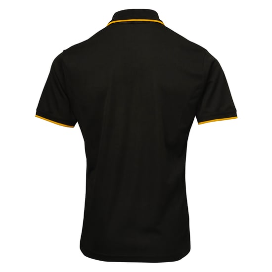 Premier Mens Contrast Coolchecker Polo Shirt (Schwarz/Sonnenblume) - Image 2