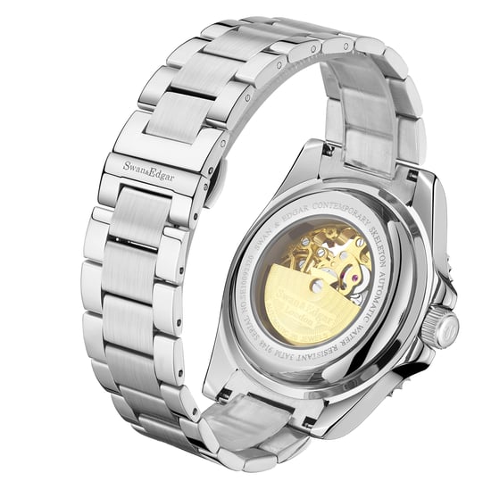 Limited Edition Swan & Edgar Hand Assembled Contemporary Skeleton Automatic Rose Steel