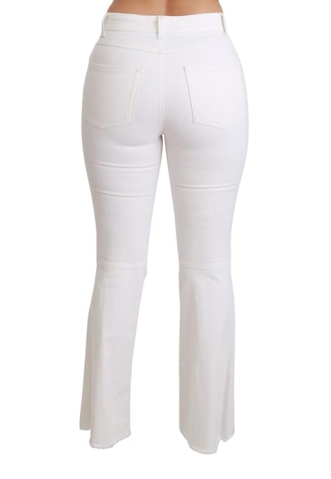 Dolce & Gabbana Damen Weiße Herz Flared Stretch Baumwollhose - Image 5