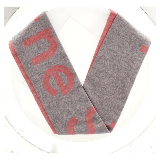 Acne Studios Logo Schal aus pinkem und grauem Wollmix - Image 4